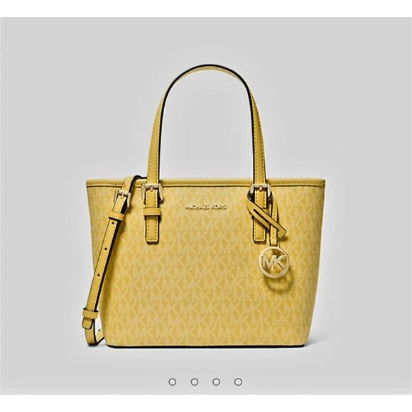 MICHAEL KORS OUTLET JET SET EXTRA SMALL LOGO ZIP TOP TOTE BAG - Picture 1 of 6